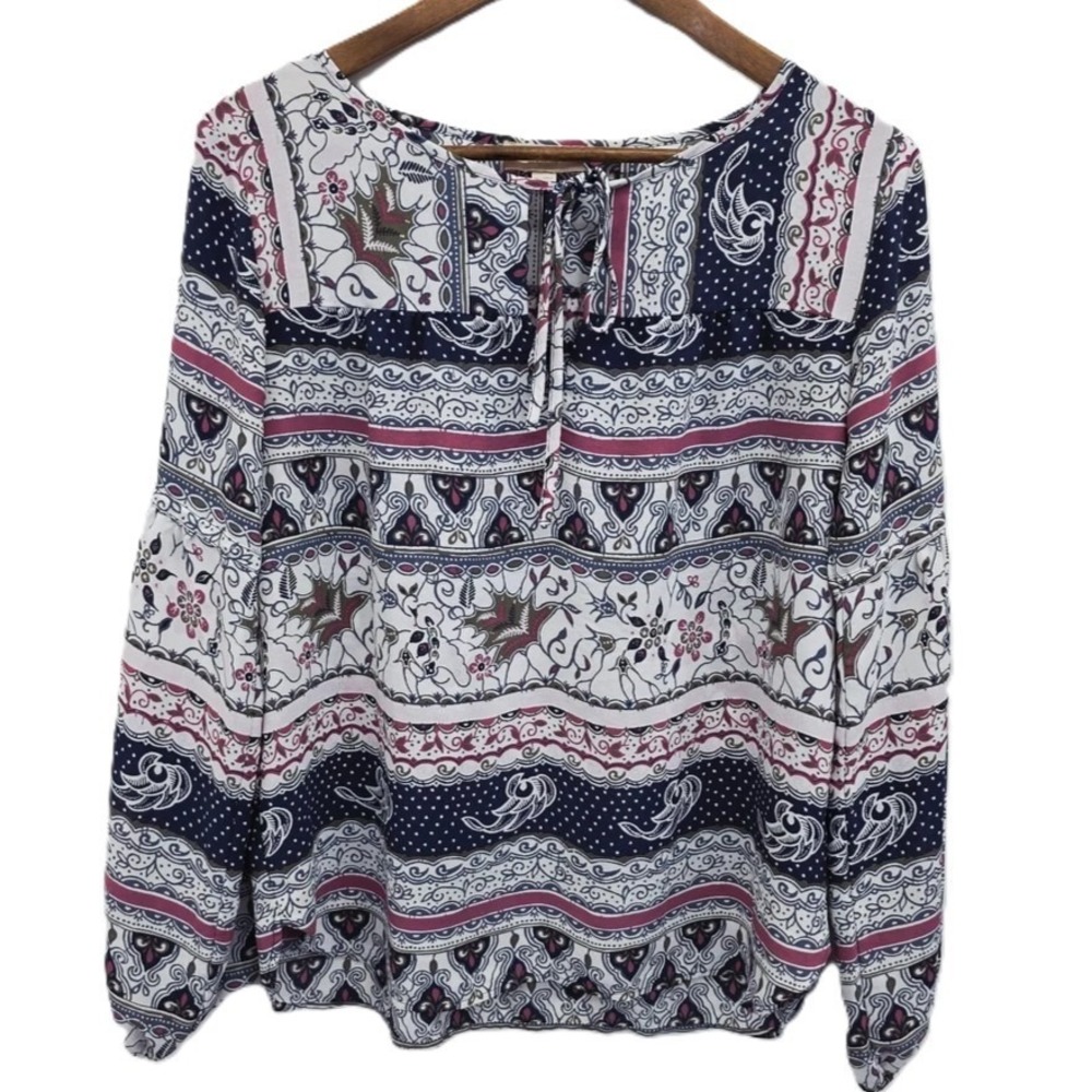 LOFT Womens XS Boho Festival Cottagecore Blouse Vintage Hippie Preppy Chic Layer